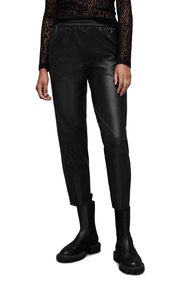 AllSaints Jen Faux Leather Joggers, Main, color,