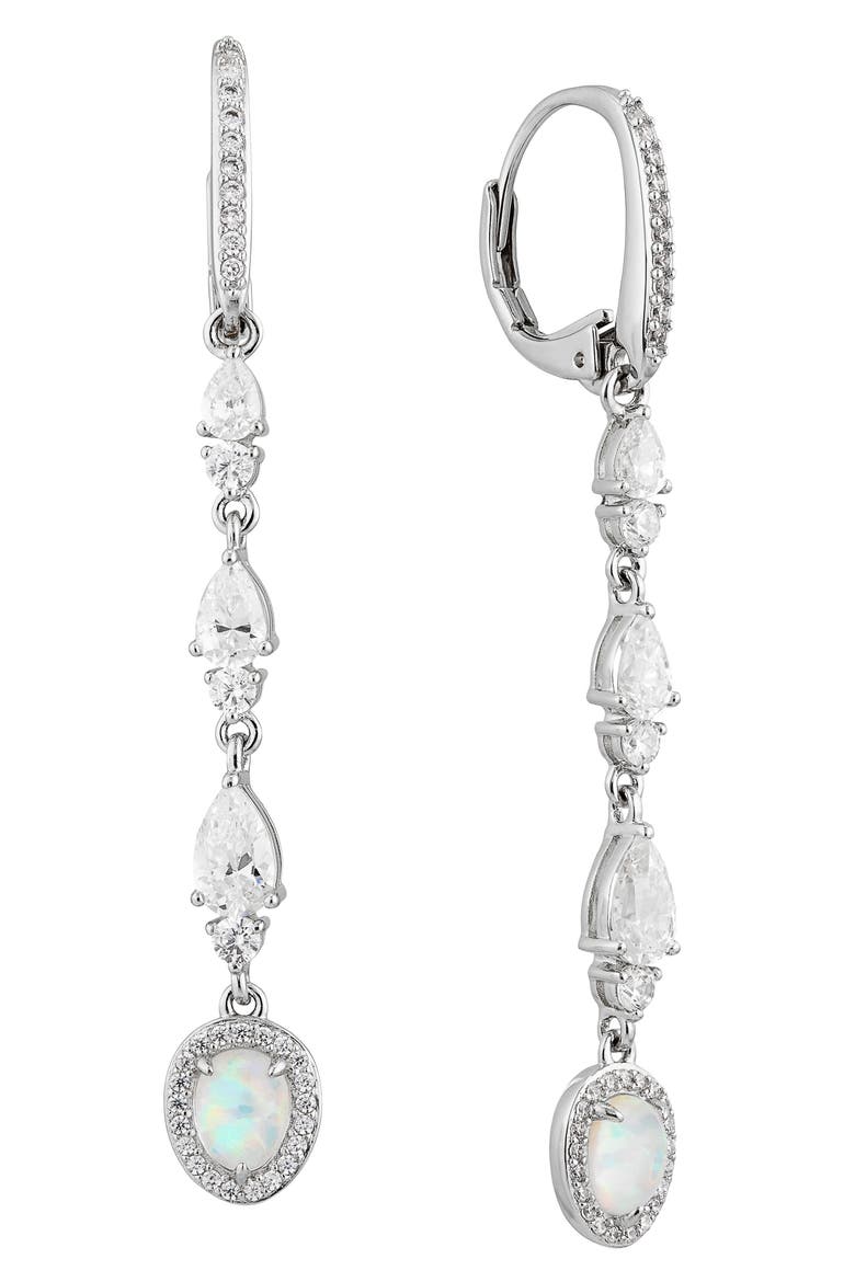 Vanessa Opal Drop Earrings, Main, color, RHODIUM