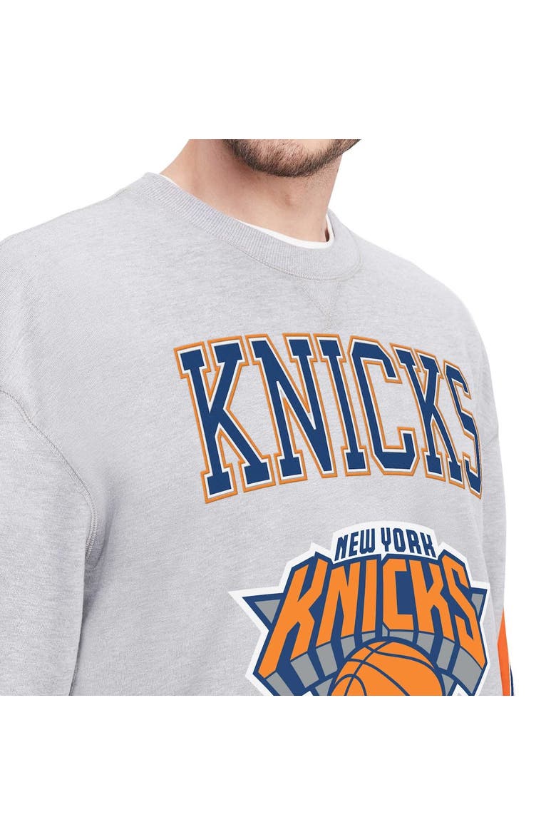 Men's Tommy Jeans Heather Gray New York Knicks Hayes Crew Neck Pullover Sweatshirt, Alternate, color, Heather Gray