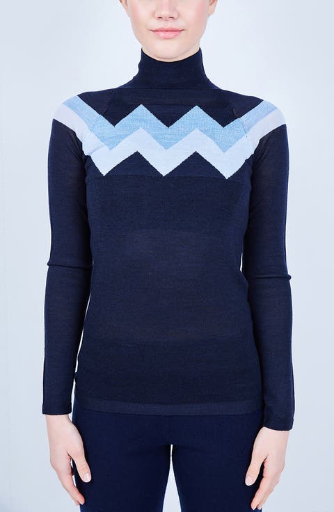 CHEVRON MOCK NECK SWEATER