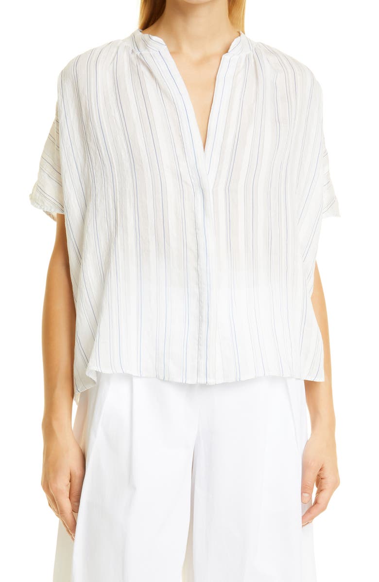 Vince Stripe Shirred Blouse, Main, color,