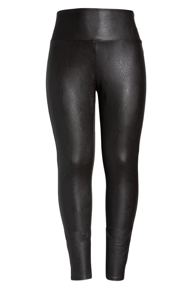 Faux Leather High Waist Leggings, Alternate, color, BLACK