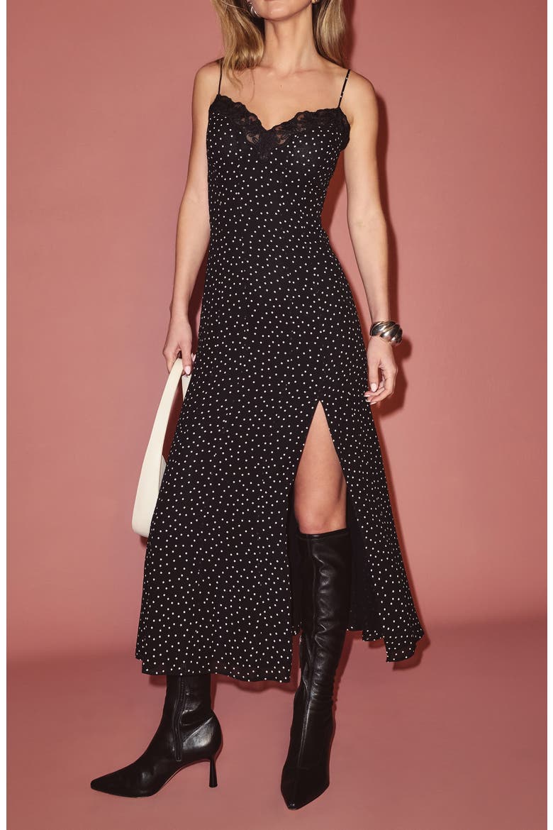 Lucine Dot Midi Slipdress, Alternate, color, SELENE