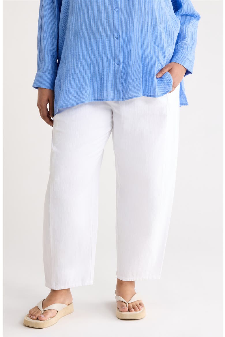 Stretch Organic Cotton & Organic Linen Ankle Lantern Pants, Main, color, WHITE