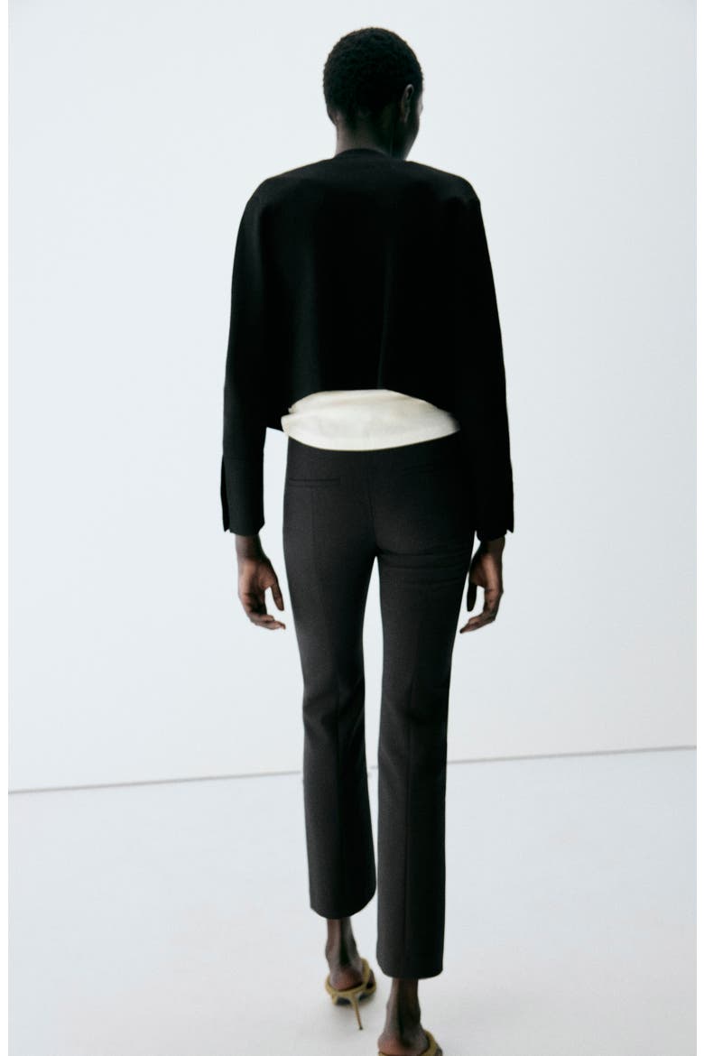 Seamed Straight Leg Crop Pants, Alternate, color, BLACK