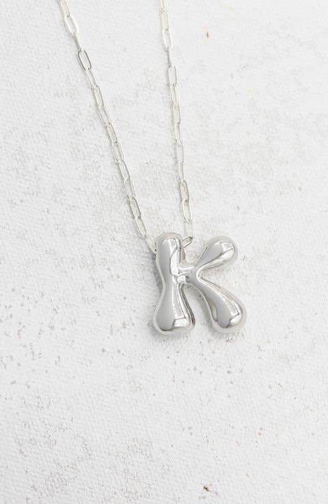 Small Paperclip Necklace with Silver Letter Charm