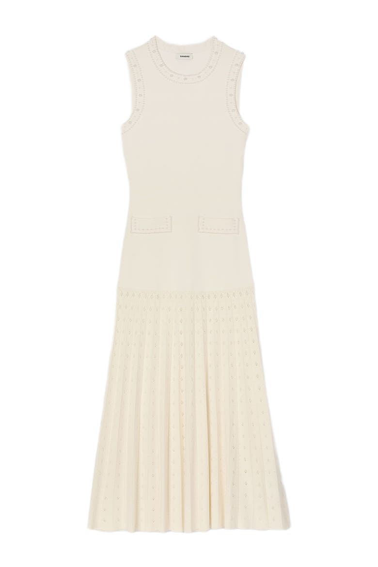 Pearl bead knit maxi dress, Alternate, color, Ecru