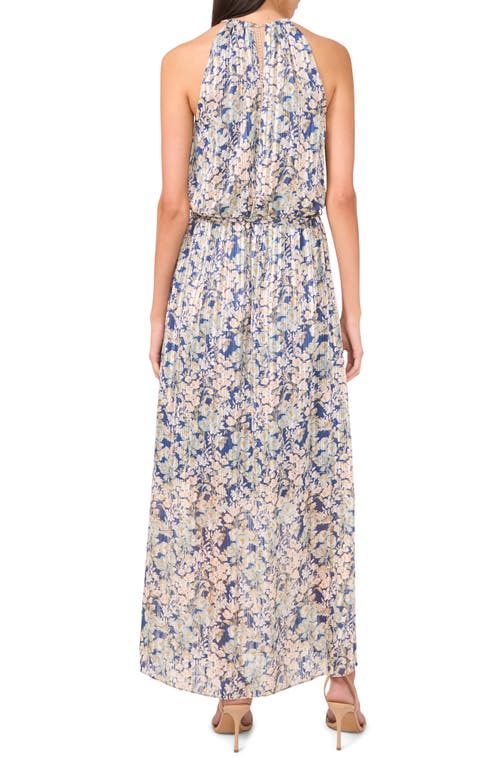 Halogenr Halogen(r) Curb Chain Detail Metallic Floral Maxi Dress In Pink Multi