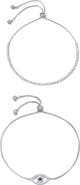 Adornia Set of 2 Evil Eye & Tennis Bracelets