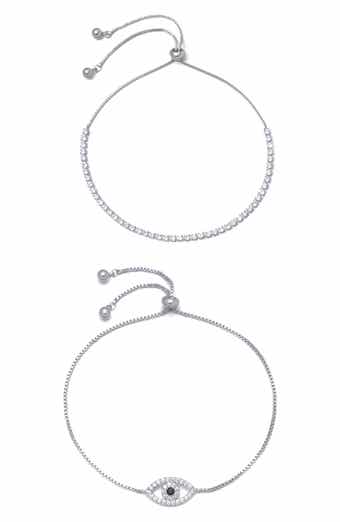 Adornia Set of 2 Evil Eye & Tennis Bracelets