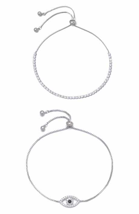 Adornia Set of 2 Evil Eye & Tennis Bracelets