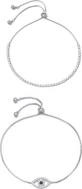 Adornia Set of 2 Evil Eye & Tennis Bracelets