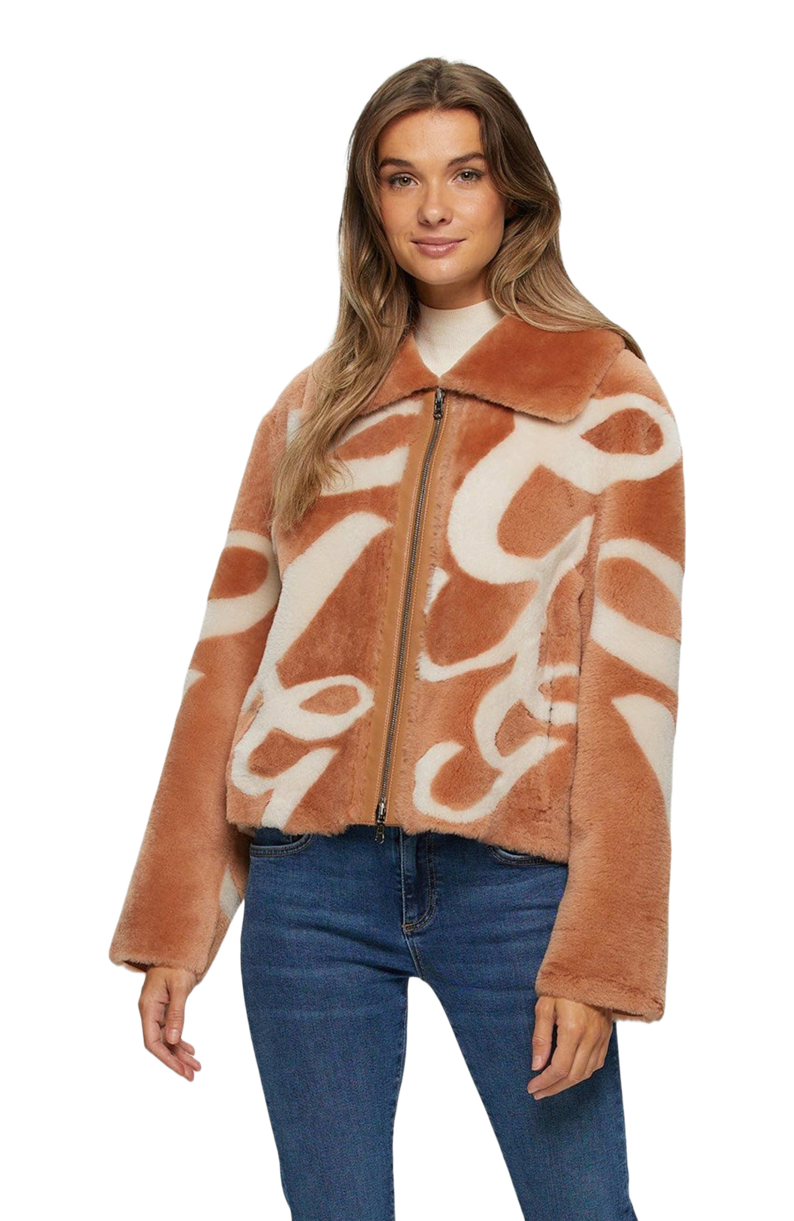 Reversible Genuine Shearling Intarsia Jacket