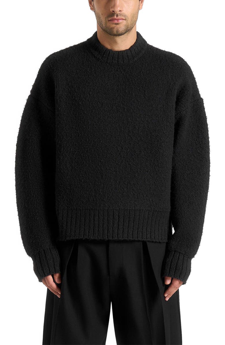Manière De Voir Brushed Wool Knit Jumper, Alternate, color, Black