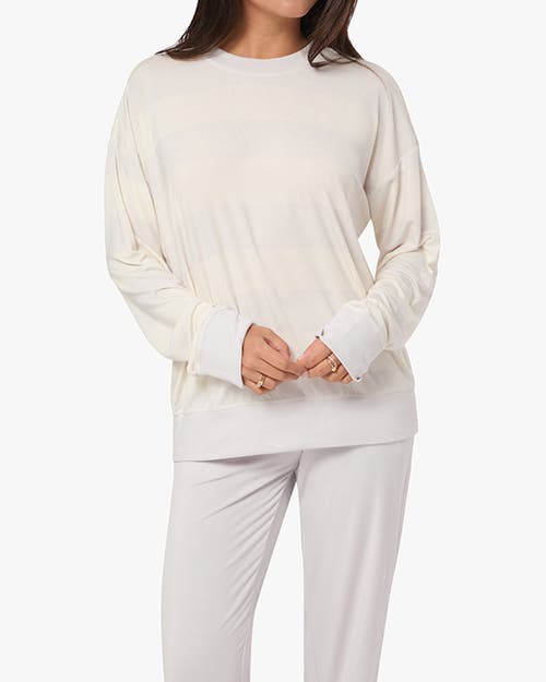 Weworewhat Oversized Long Sleeve Crewneck Top In Cloudgry/ivory