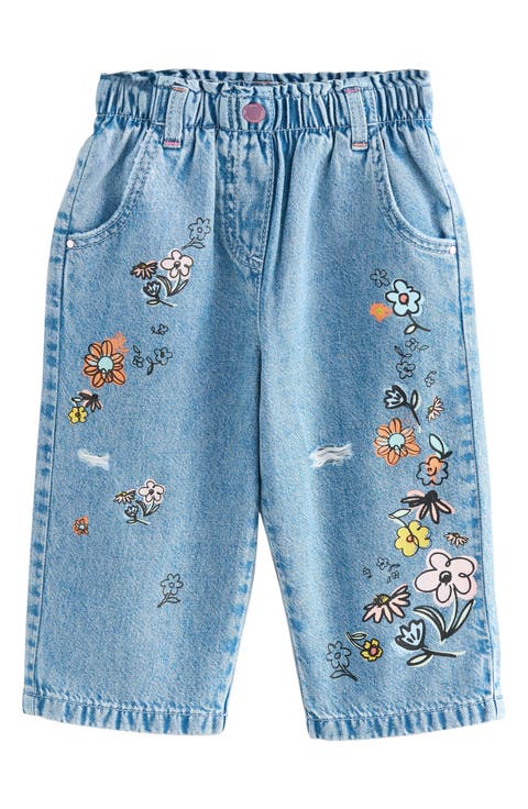 Kids' Floral Print Straight Leg Jeans (Little Kid)