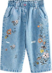 NEXT Kids' Floral Print Straight Leg Jeans