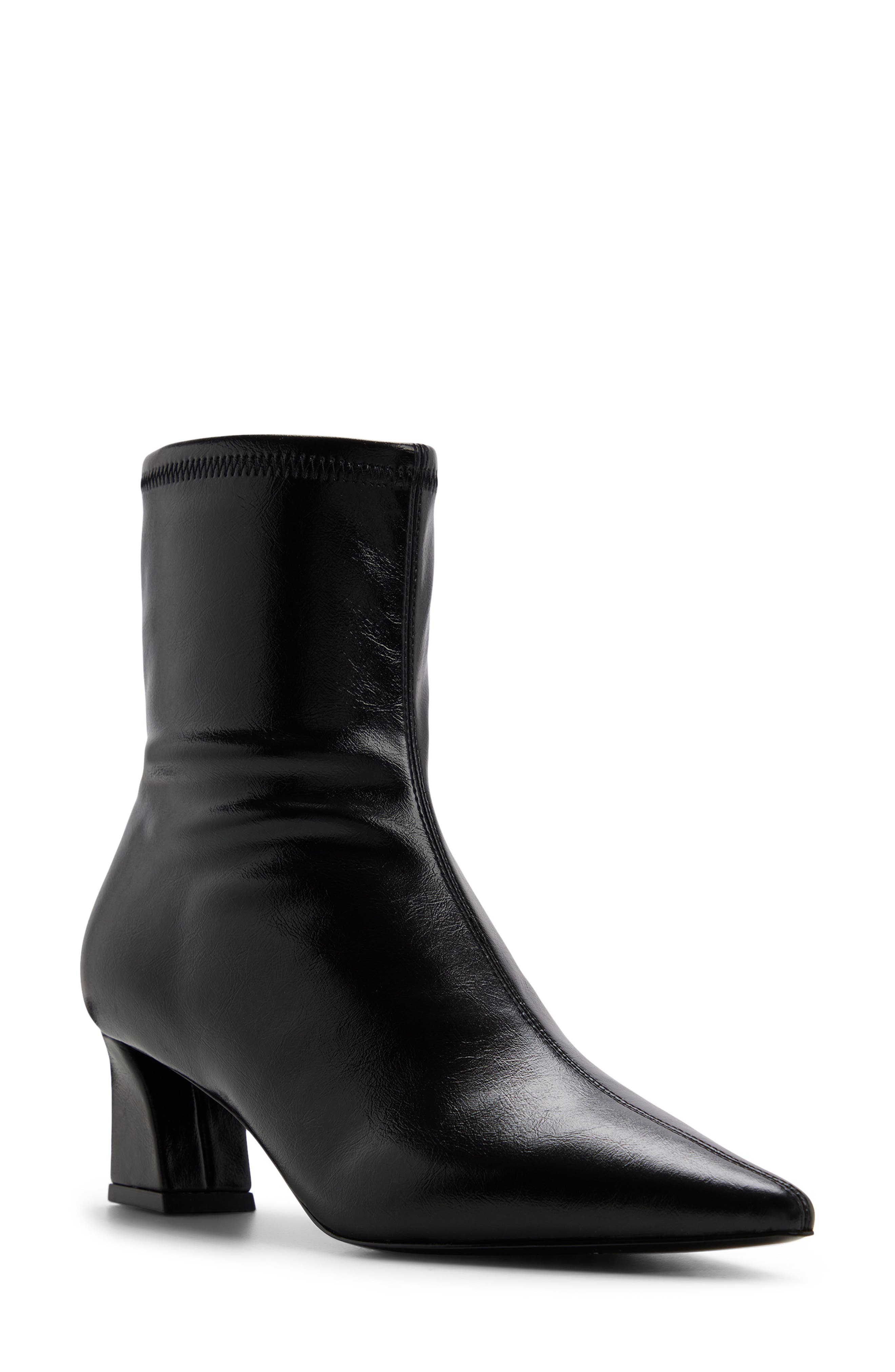Karoline Pointed Toe Bootie, Main, color, BLACK