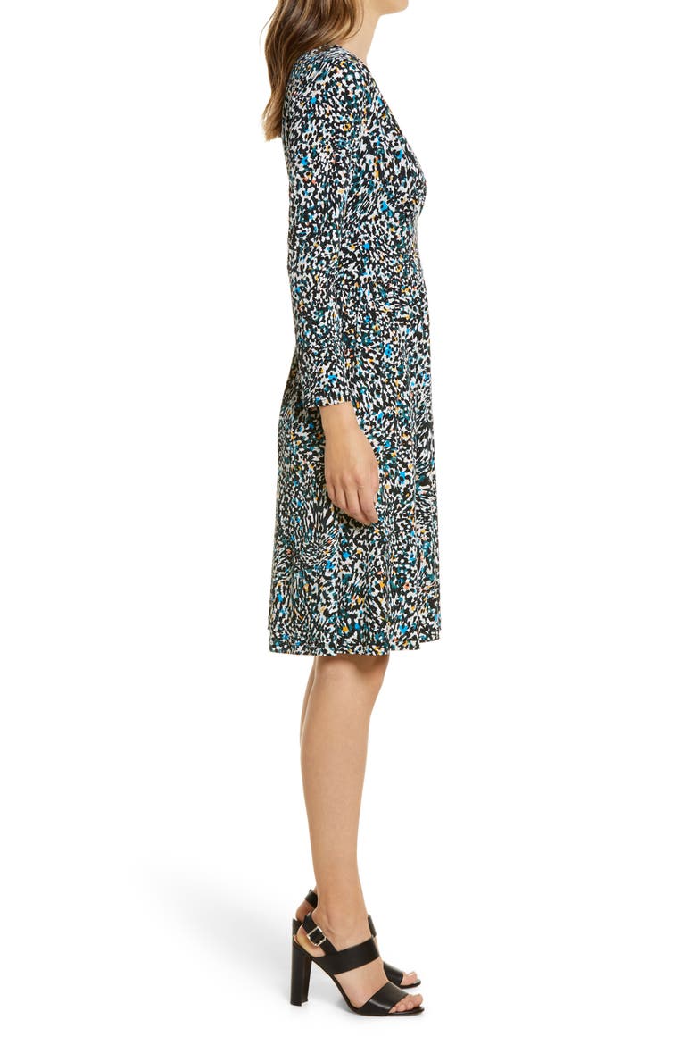 Abstract Print Long Sleeve Fit & Flare Dress, Alternate, color, SAPPHIRE/ BOTANICAL GARDEN
