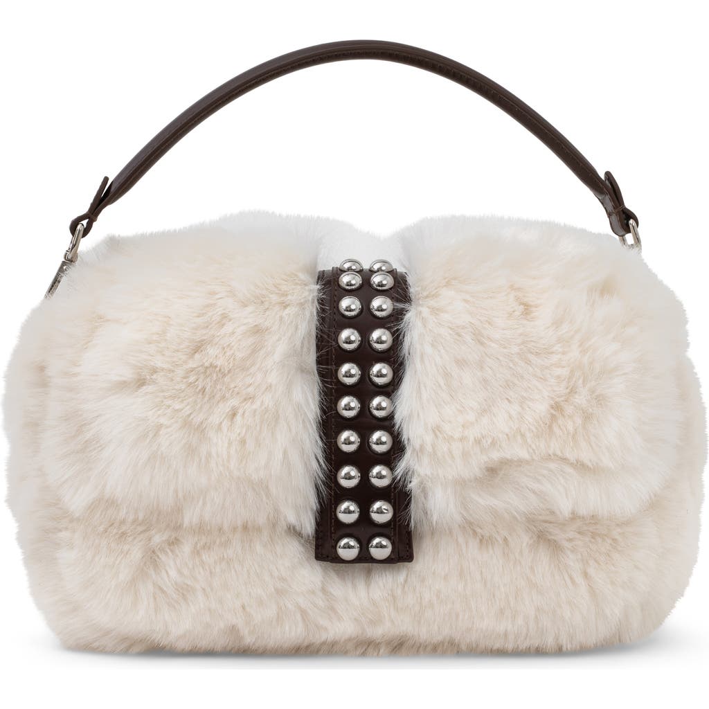 Jeffrey Campbell Furreal Faux Fur Handbag In Cream Brown Combo