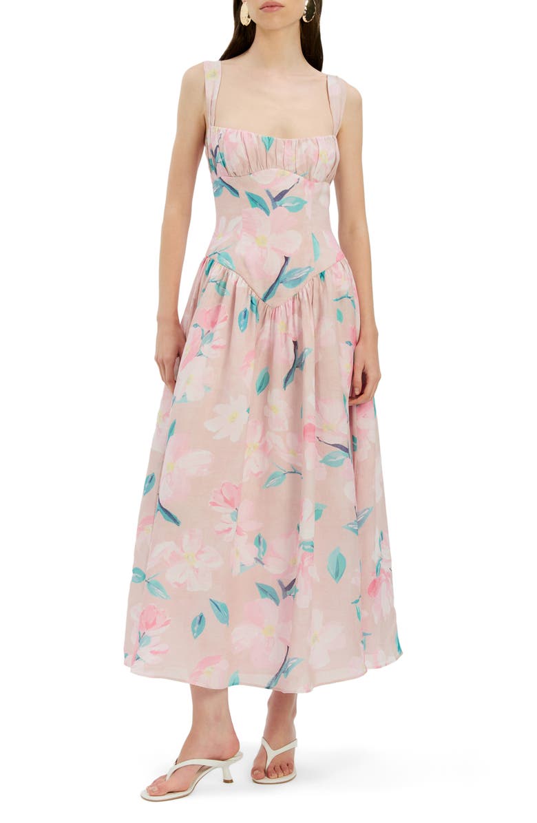 Bardot Cartia Print Midi Dress, Main, color, Pink Floral