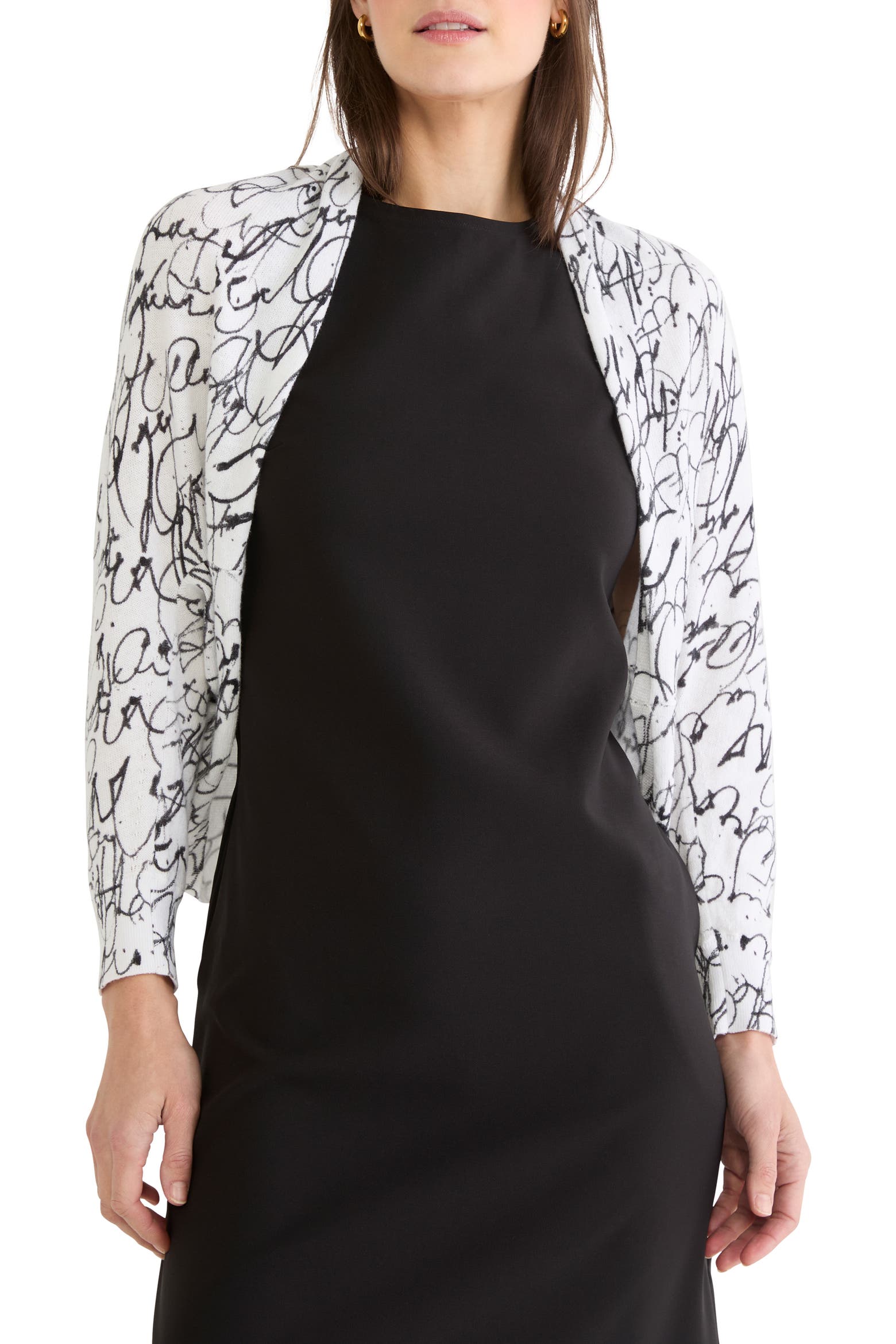 Local Cursive Text NIC+ZOE Cursive Cotton Blend Shrug Cardigan (Women) | Nordstrom