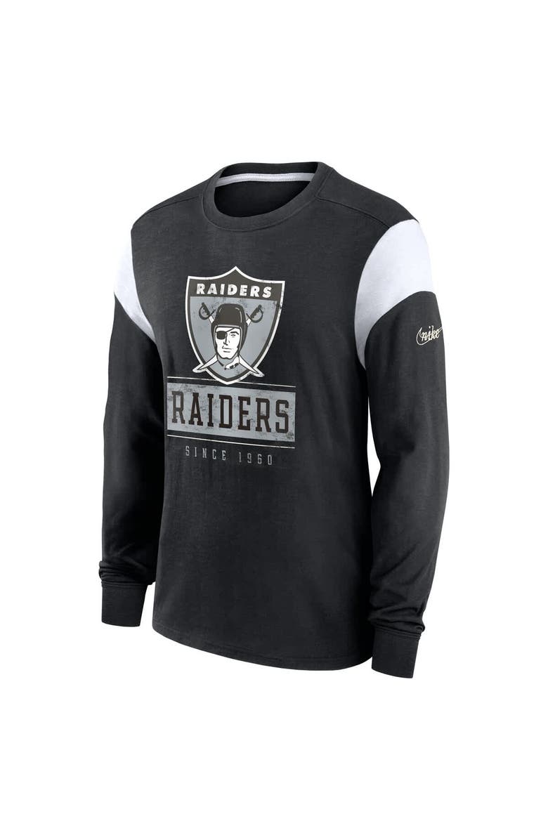 Nike Men's Nike Heather Black Oakland Raiders Rewind Playback Helmet Long Sleeve T-Shirt, Alternate, color, Heather Black