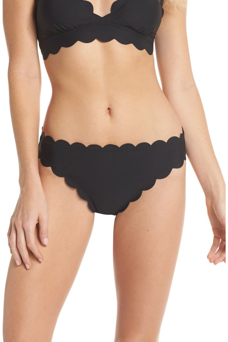 Scallop Hipster Bikini Bottoms, Main, color, BLACK