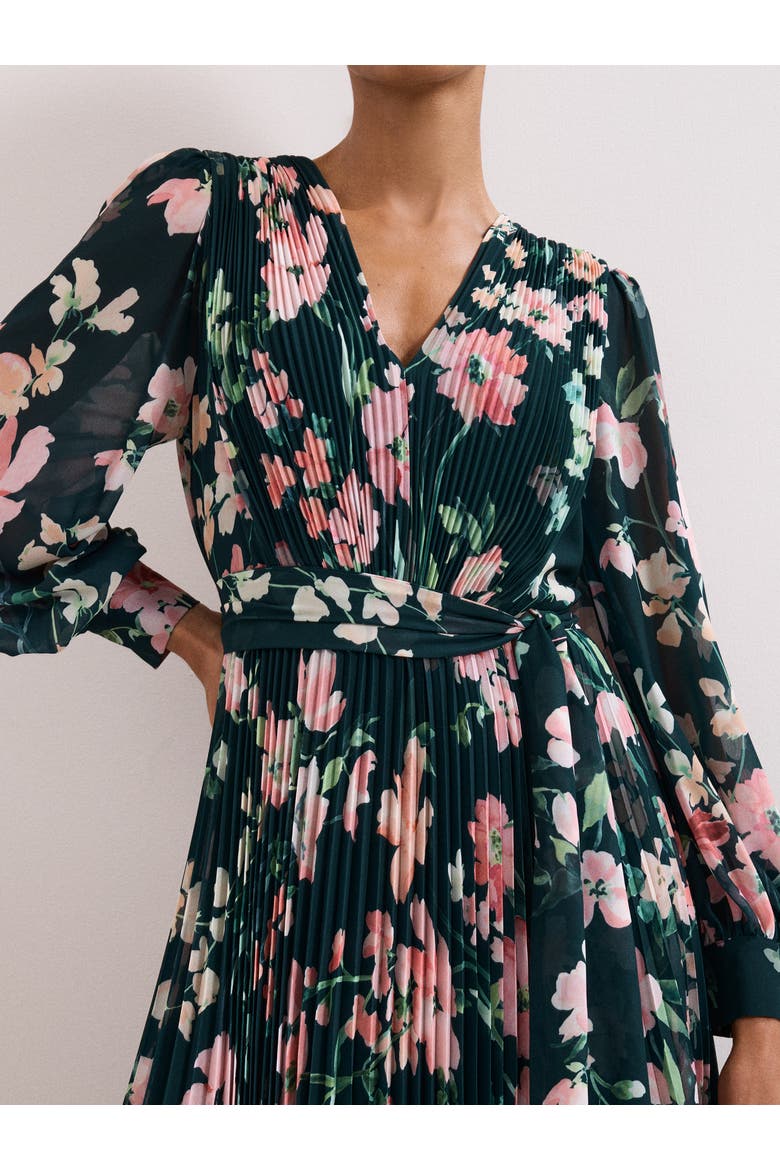 Rosa V-Neck Floral Maxi Dress, Alternate, color, Teal