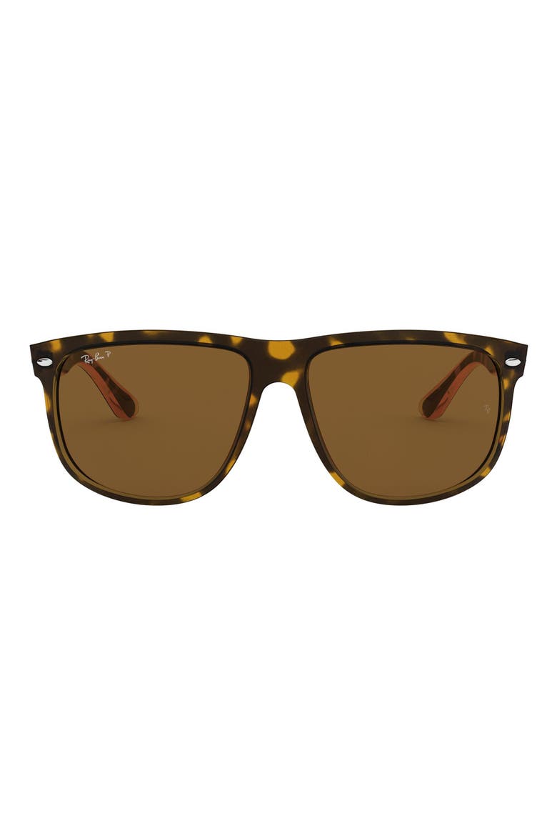 Highstreet 60mm Polarized Flat Top Sunglasses, Main, color, LIGHT HAVANA POLARIZED