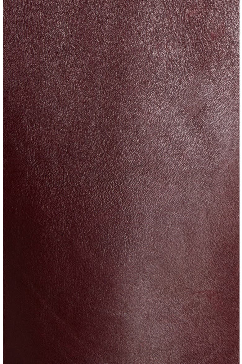 Classic Plunge Long Leather Trench Coat, Alternate, color, BORDEAUX