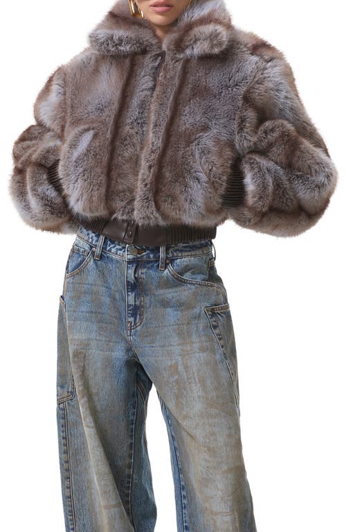 AFRM Adelaide Faux Fur Crop Coat in Lilac Stripe  product