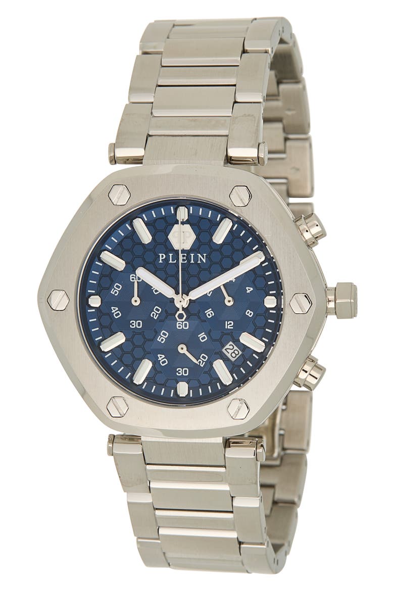 The Hexagon Chronograph Bracelet Watch, 42mm, Main, color, STAINLESS STEEL
