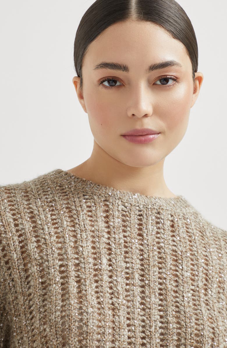 Brunello Cucinelli Dazzling rib sweater, Alternate, color, Camel