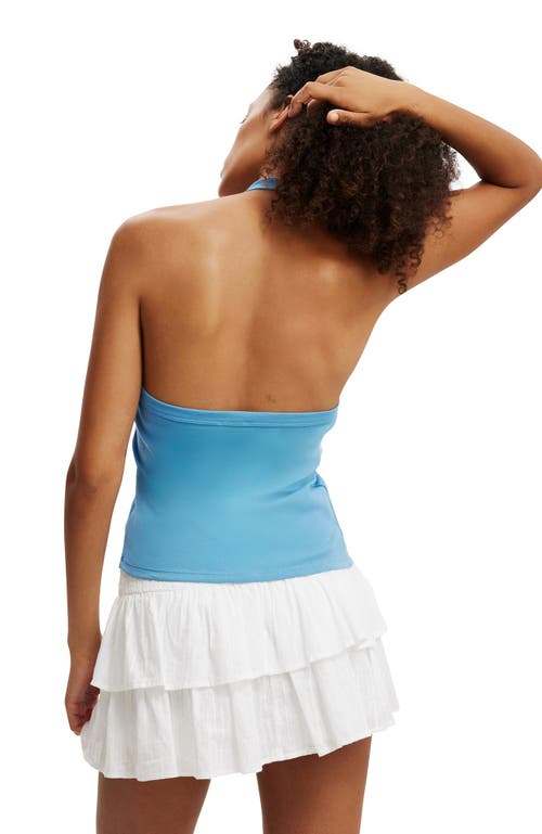 Cotton On Alexa Button Front Halter In Digital Blue
