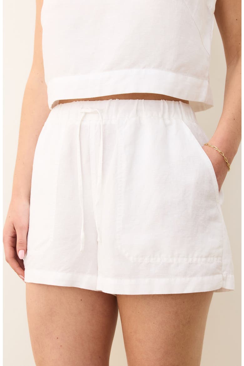Drawstring Linen Blend Shorts, Alternate, color, BRIGHT WHITE