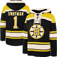 '47 Men's '47 Jeremy Swayman Black Boston Bruins Player Name & Number Lacer Hoodie