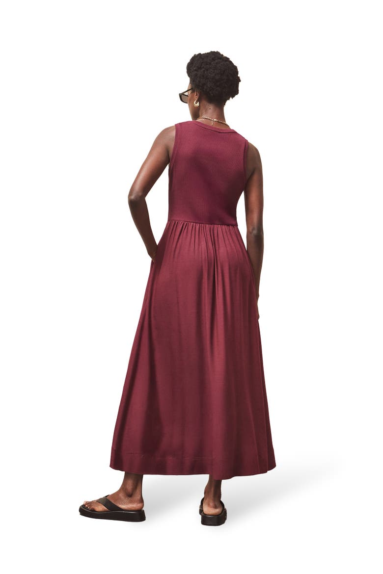 Mixed Media Sleeveless Dress, Alternate, color, Plum