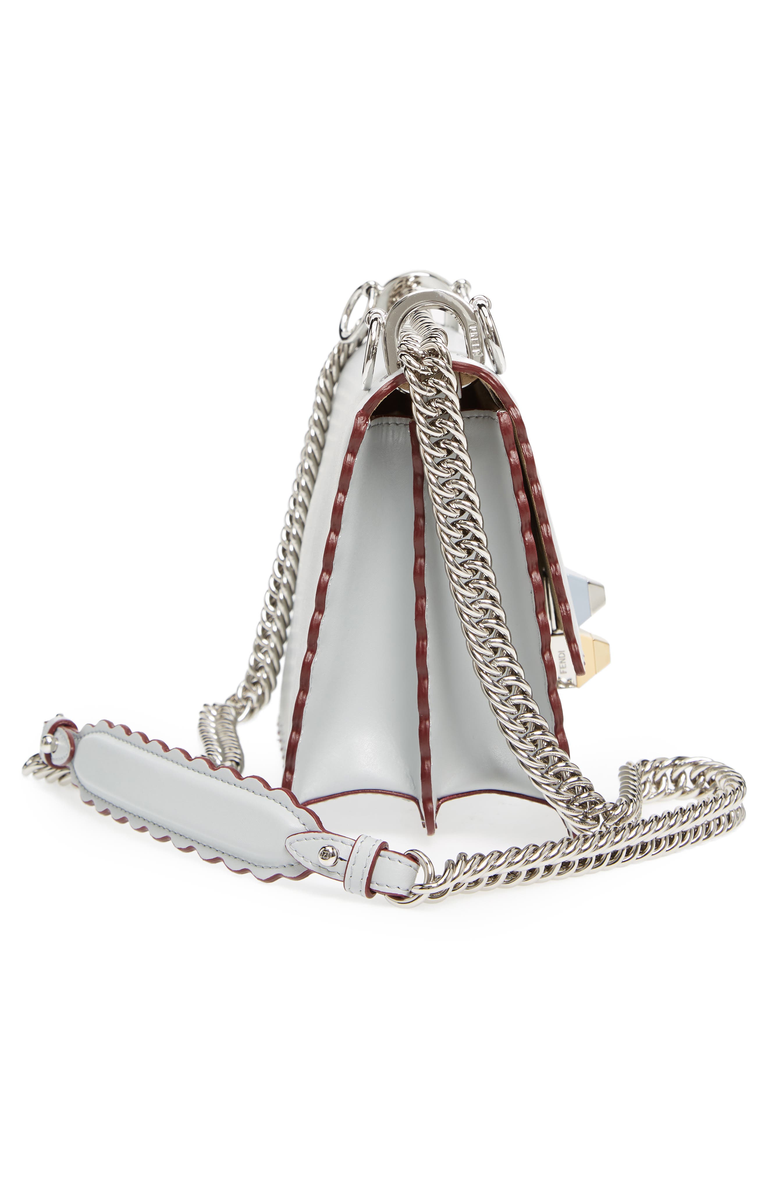 Fendi Mini Kan I Scalloped Leather Shoulder Bag, Alternate, color, 