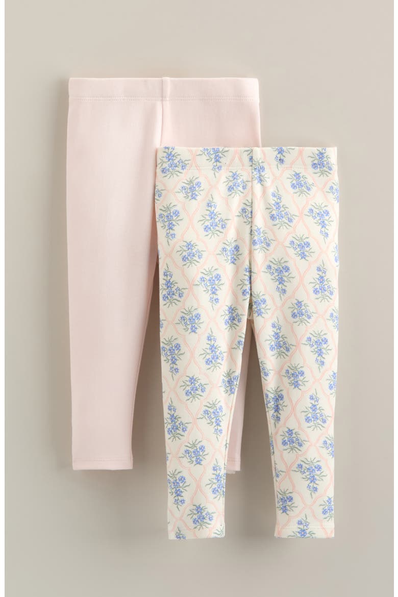 Assorted 2-Pack Cotton Leggings, Main, color, IVORY EGRET FLORAL TRELLIS