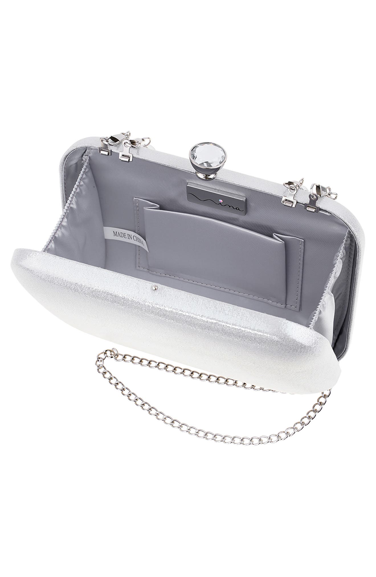 Kaela Frame Clutch, Alternate, color, SILVER