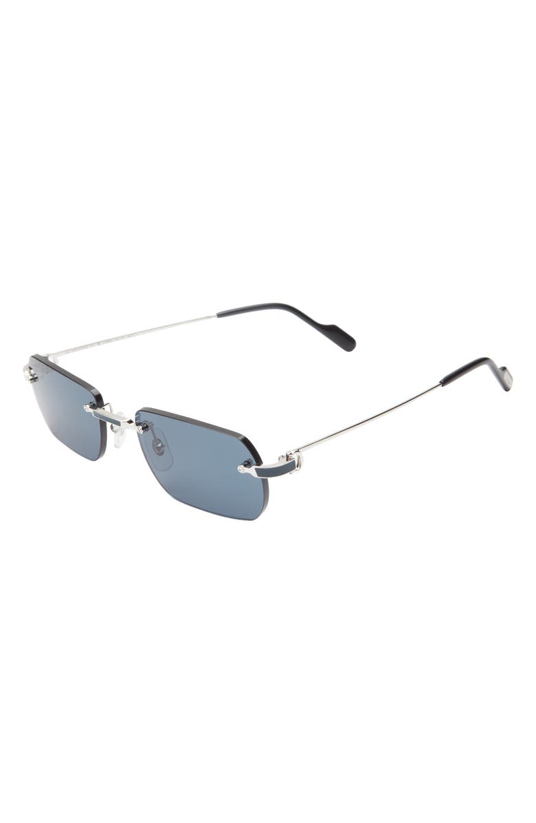 Cartier 55mm Rimless Oval Sunglasses, Alternate, color, Silver