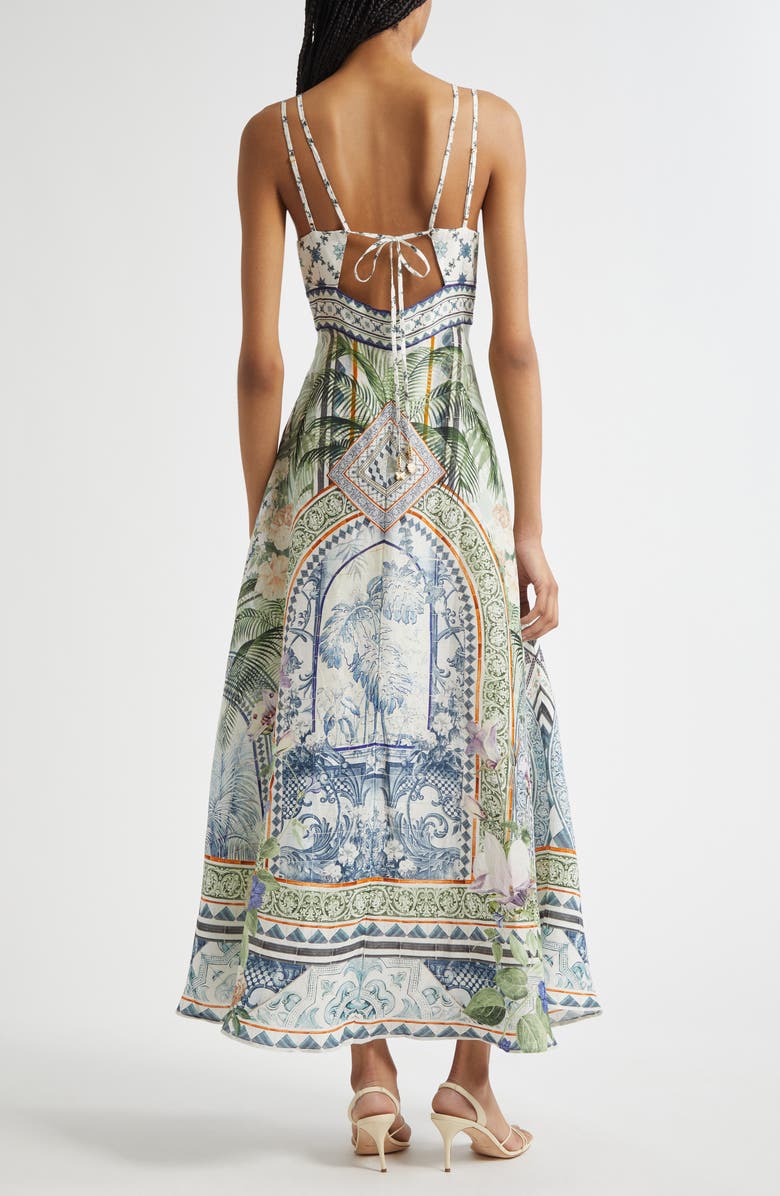 Camilla Strap Detail Linen & Silk Maxi Dress, Alternate, color, Jardim Party