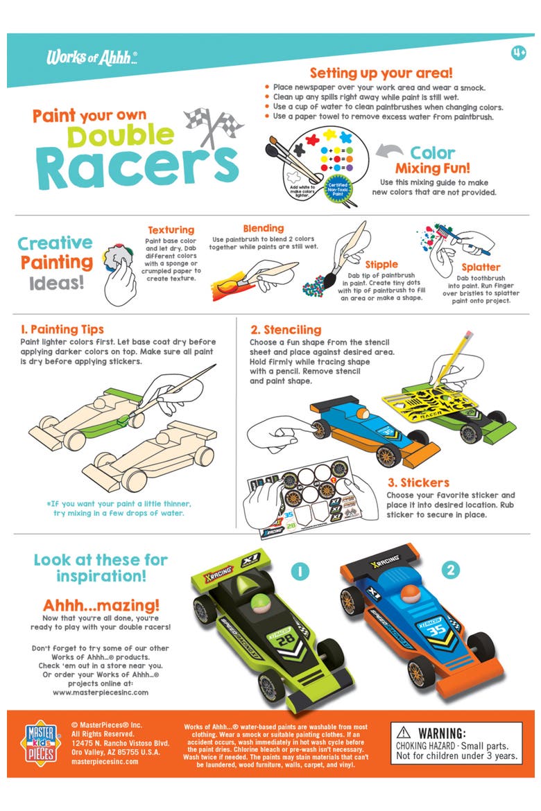 Double Racers Wood Craft & Paint Kit, Alternate, color, Multicolor