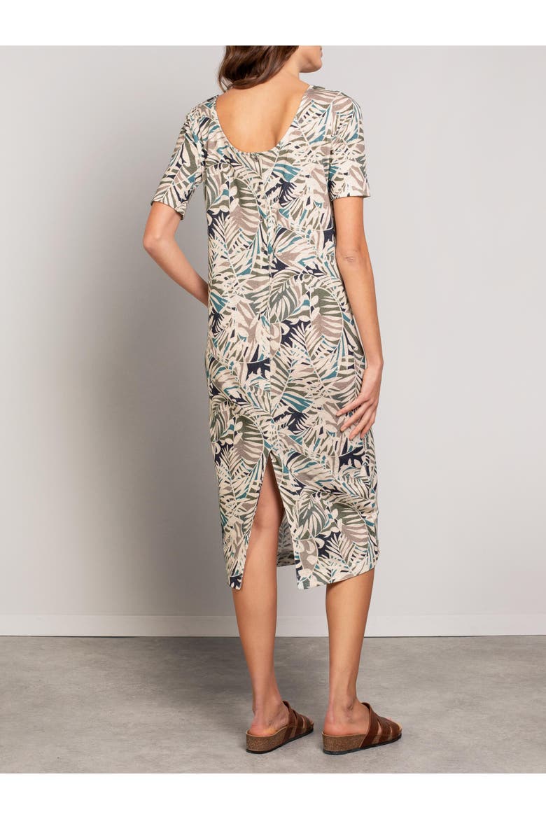 Linen Blend Button Back Midi Dress, Alternate, color, OATMEAL PALM