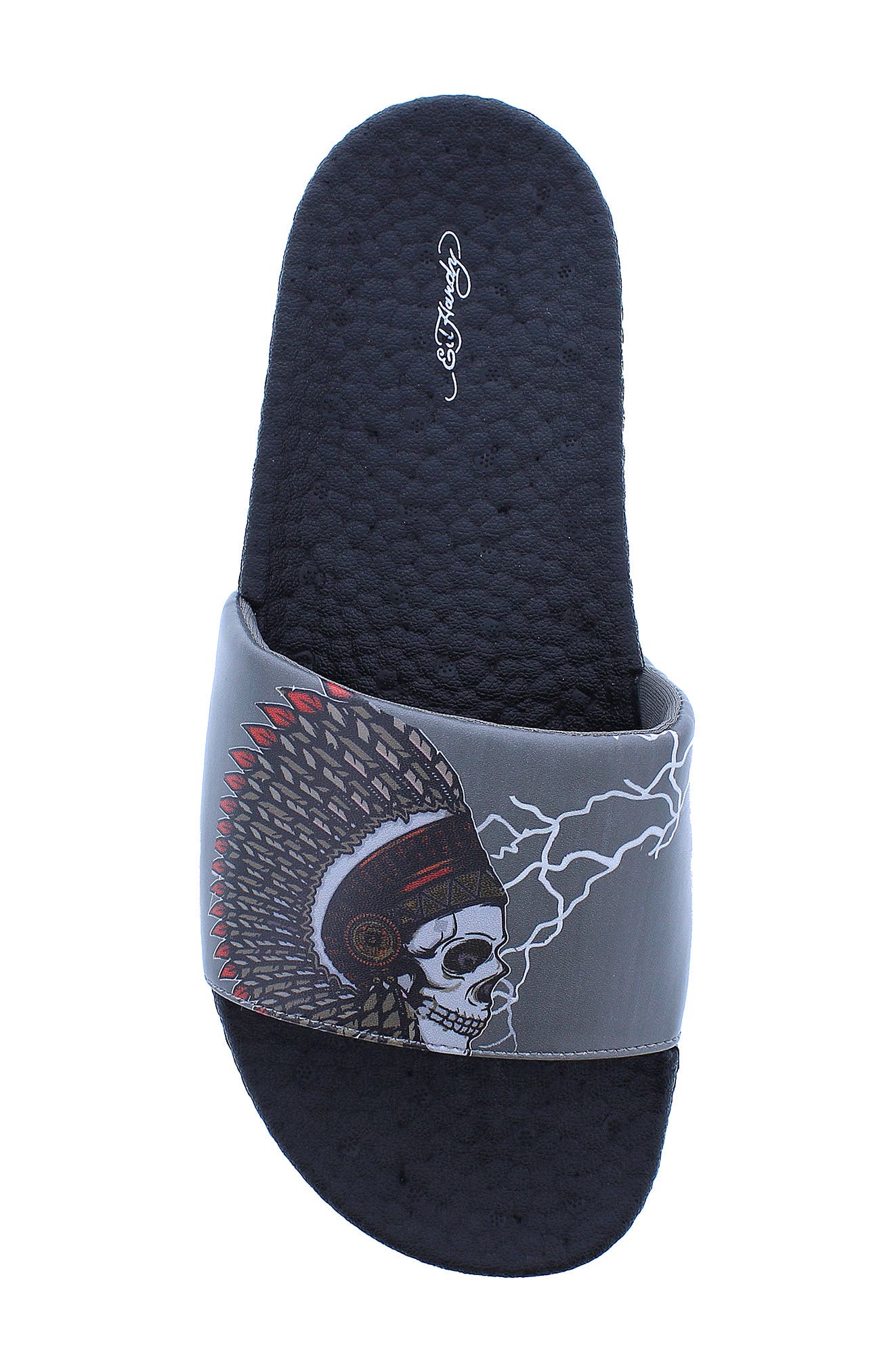 Ed Hardy Ruller Leather Slide Sandal, Alternate, color, 