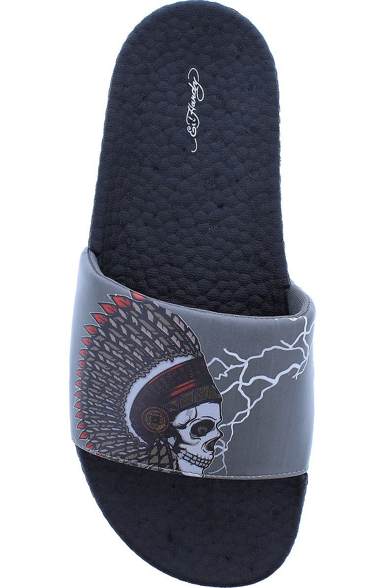 Ed Hardy Ruller Leather Slide Sandal, Alternate, color,