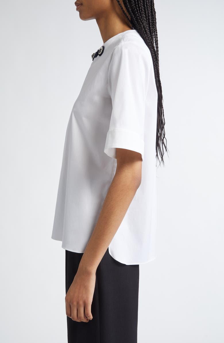 Max Mara Dora Embellished Stretch Poplin Top, Alternate, color,