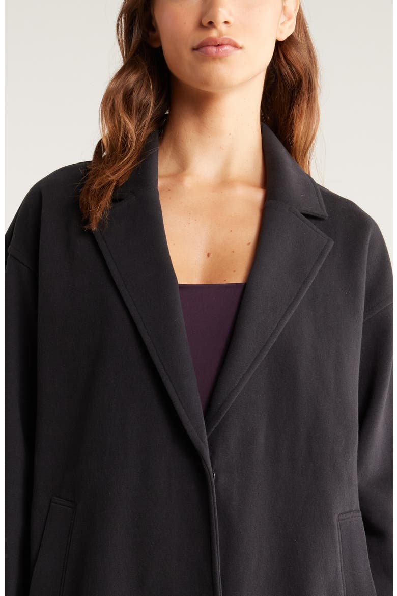 Cloud Fleece Longline Blazer, Alternate, color, BLACK