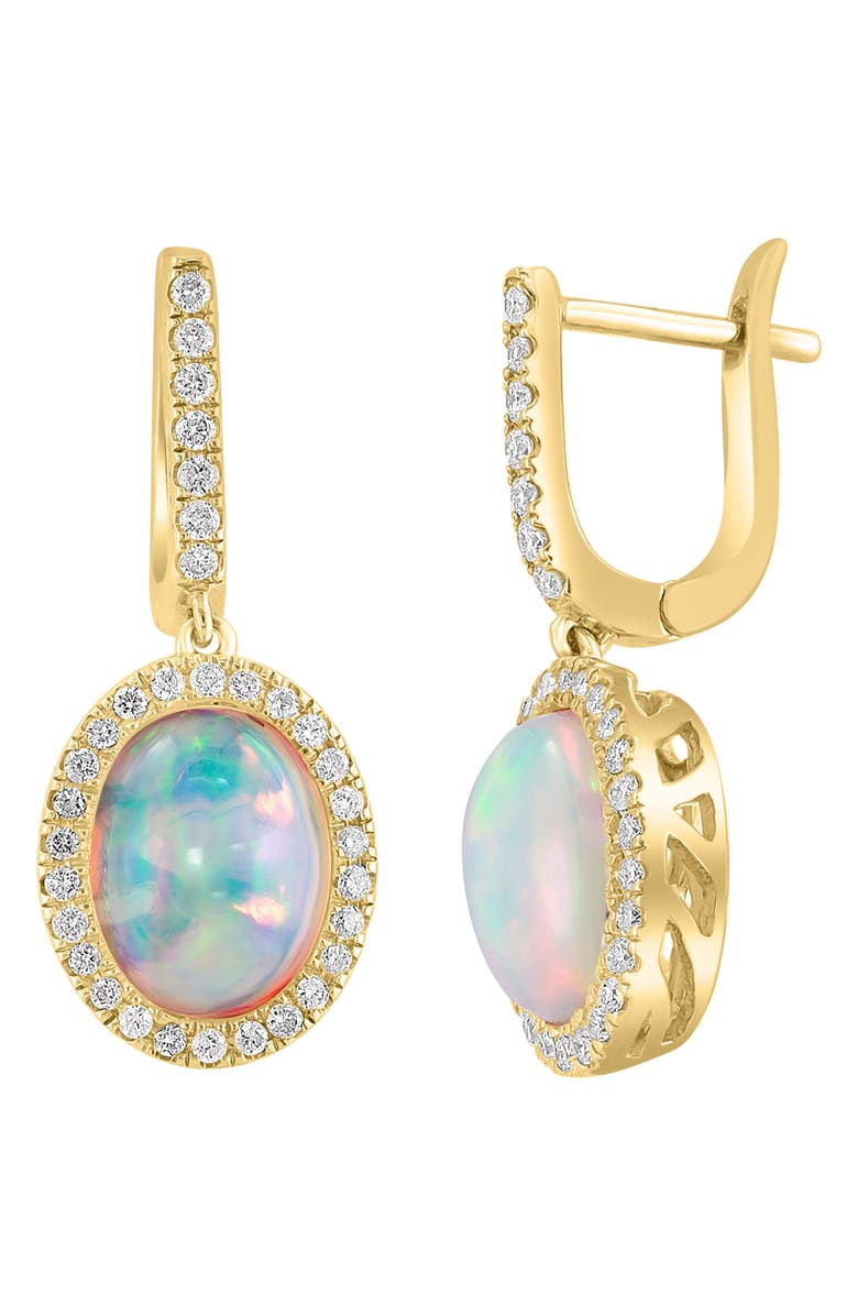 EFFY 14K Gold Diamond & Ethiopian Opal Drop Earrings, Alternate, color, 